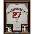 thumbnail image 1 of Framed Autographed/Signed Vladimir Guerrero 35x39 Baltimore White Baseball Jersey JSA COA, 1 of 2
