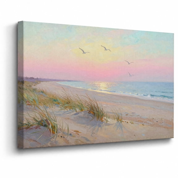 Framed Beach Seaside Canvas Wall Art Bedroom Decor Soft Sunset Ocean Coastal abstract canvas print for bathroom bedroom living room