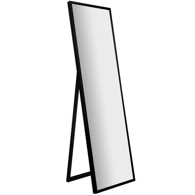 Framed Black Floor Free Standing Mirror with Easel 16"x57" by Gallery Solutions