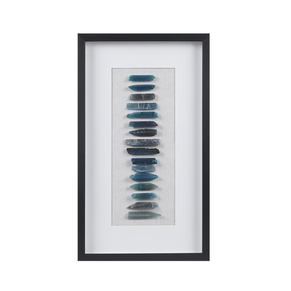Framed Blue Agate Shadow Box Wall Art, 23.6x13.8 Inch Natural Stone Decor, Ready to Hang Vertical or Horizontal