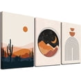 thumbnail image 1 of Framed Boho Wall Art Set Of 3,Abstract Boho Wall Art Decor Bathroom,Mid Century Modern Wall Art Decor,Minimalist Wall Art Sun Moon Plant Nature Wall Art For Bedroom,Living Room Decor 12" X 16", 1 of 2