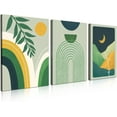 thumbnail image 1 of Framed Boho Wall Art Set of 3 Boho Wall Decor Mid Century Modern Wall Art, Neutral Abstract Geometric Canvas Prints Sage Green Boho Artwork 12" X 16" Ready To Hang for Bathroom Bedroom, 1 of 6
