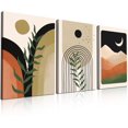 thumbnail image 1 of Framed Boho Wall Art Set of 3 Mid Century Modern Wall Decor Minimalist Black Green Neutral Abstract Geometric Plant Sun Canvas Wall Art Prints for Bedroom Living Room Bathroom 12x16in, 1 of 6