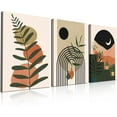 thumbnail image 1 of Framed Boho Wall Art Set of 3 Mid Century Modern Wall Decor Minimalist Black Green Neutral Abstract Geometric Plant Sun Canvas Wall Art Prints for Bedroom Living Room Bathroom 12x16in, 1 of 6