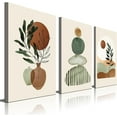 thumbnail image 1 of Framed Boho Wall Art Set of 3，Wall Art for Bedroom Minimalist Botanical Wall Art Mid-Century Modern Decor Beige sthetic Canvas Print Living Room, Bathroom Framed Ready to Hang Size 16" x 12", 1 of 6