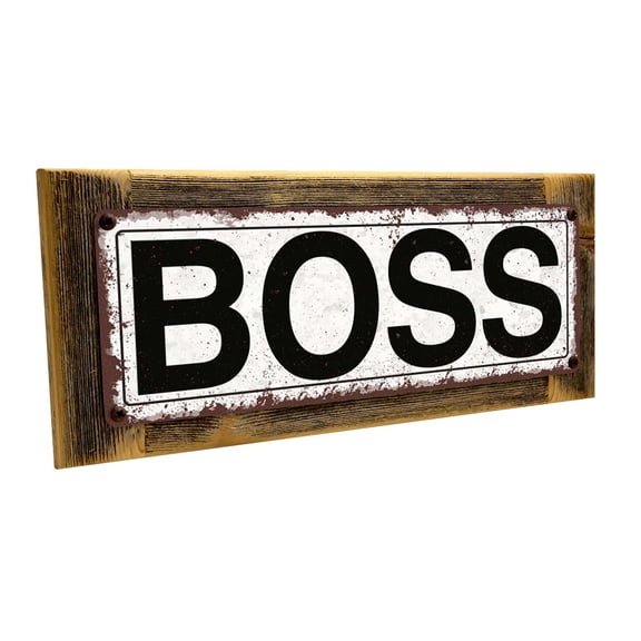 Framed Boss 4"x12" Metal Sign, Wall Décor for Home and Office