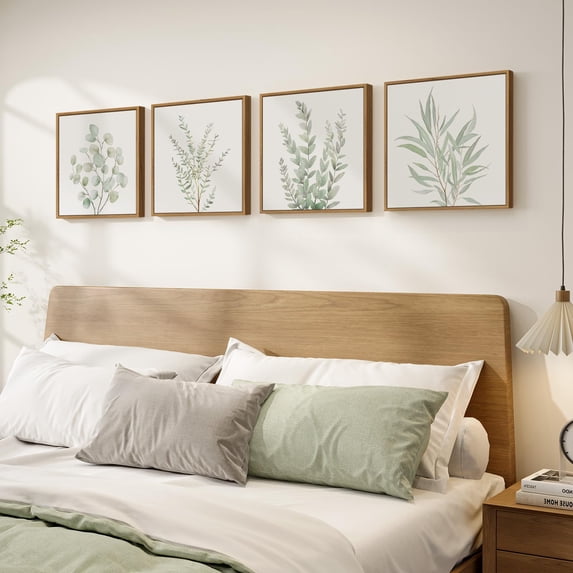 Framed Botanical Boho Wall Art Set Of 4 Piece Sage Green Plant Leaf ...