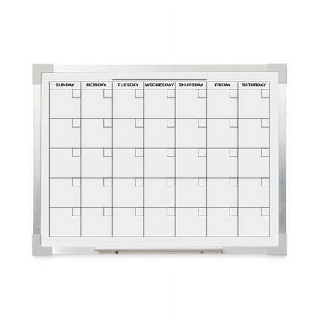 Framed Calendar Dry Erase Board, 24 x 18, White, Silver Aluminum Frame | Bundle of 2 Each
