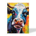 thumbnail image 1 of Framed Canvas Art Wall Decor Canvas Prints Pictures Wall Art,Colorful Painting Of Cow With Paint Splashes Artwork for Home Decor, Living Room, Office-12x16 Inches, 1 of 4