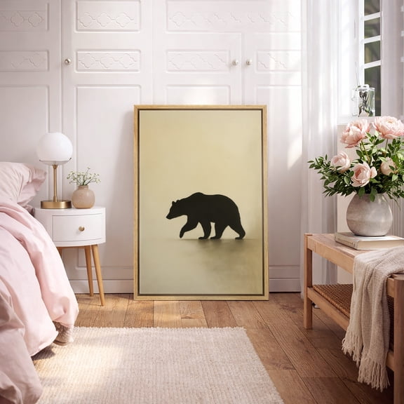 Framed Canvas Print Bear Wall Art Animal Portrait Decorative for Living Room Bedroom - 16"x24" NATURAL