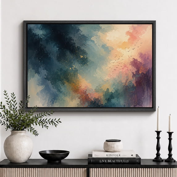 Framed Canvas Print Colorful Dreamy Abstract Wall Art Modern Artwork ...