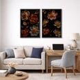 thumbnail image 1 of Framed Canvas Print Dark Floral Wall Art Set of 2 Botanical Decorative for Living Room Bedroom - 16"x24"x2 BLACK, 1 of 8