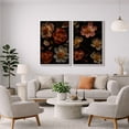 thumbnail image 1 of Framed Canvas Print Dark Floral Wall Art Set of 2 Botanical Decorative for Living Room Bedroom - 16"x24"x2 WHITE, 1 of 8