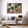 thumbnail image 1 of Framed Canvas Print Japanese Women Portrait Wall Art Set of 2 Japandi Decorative for Living Room Bedroom - 24"x36"x2 BLACK, 1 of 8