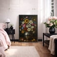 thumbnail image 1 of Framed Canvas Print Still Life Floral Wall Art Vintage Botanical Decorative for Living Room Bedroom - 24"x36" BLACK, 1 of 8