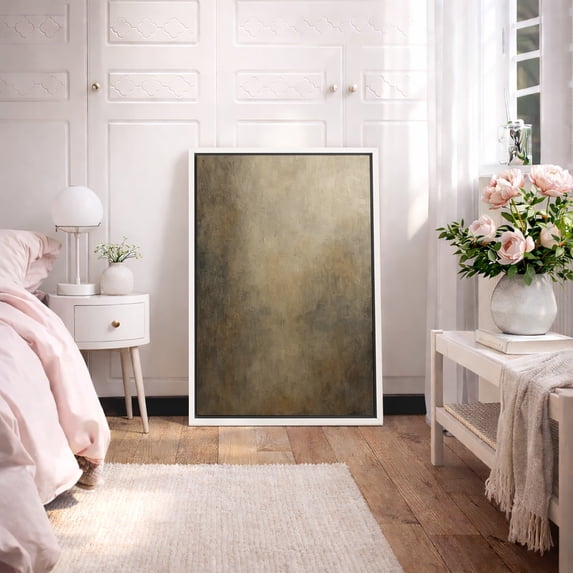 Framed Canvas Print Wabi Sabi Wall Art Neutral Abstract Decorative for Living Room Bedroom - 24"x36" WHITE