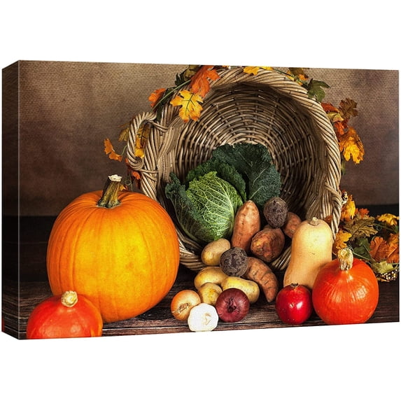 Framed Canvas Print Wall Art Autumn Fall Thanksgiving Pumpkin Harvest Nature Wilderness Photography Realism Decorative Landscape Scenic Zen for Living Room, Bedroom, Office - 12"x18"