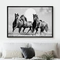 thumbnail image 1 of Framed Canvas Print Wall Art Black & White Galloping Horse Trio Animals Nature Photography Realism Rustic Landscape Portrait Wildlife Country for Living Room, Bedroom, Office - 24", 1 of 5