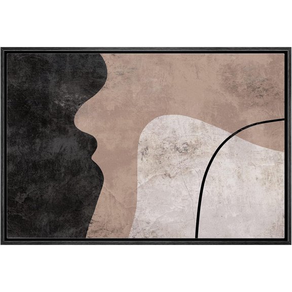 Framed Canvas Print Wall Art Geometric Industrial Paint ge Abstract Shapes Illustrations Modern Decorative Multicolor Relax/Calm for Living Room, Bedroom, Office - 16"x24" Black