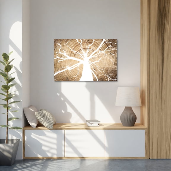 Framed Canvas Print Wall Art Gray Tree Branches on Stump Background Nature Wilderness Illustrations Modern Art for Living Room, Bedroom, Office 24"x36"