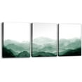 thumbnail image 1 of Framed Canvas Print Wall Art Green Watercolor Mountains in Fog Nature Wilderness Illustrations Modern Art Rustic Scenic Relax/Calm Cool for Living Room Bedroom Office - 12" x 16" x 3, 1 of 6