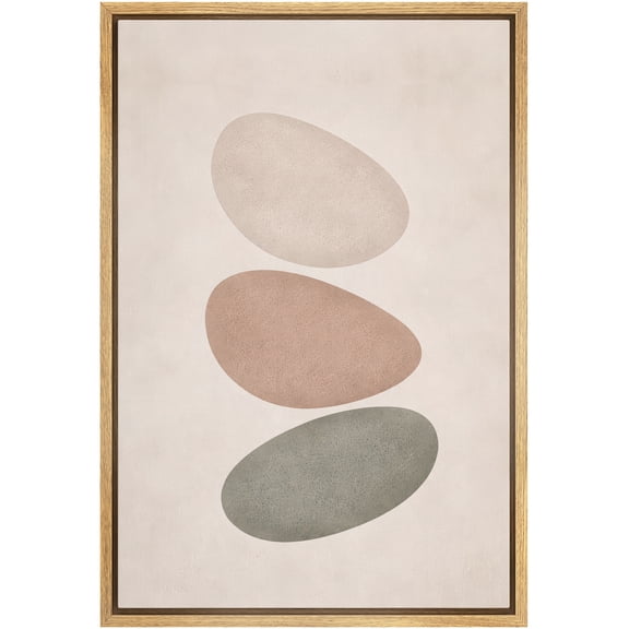 Framed Canvas Print Wall Art Pastel Colored Stones in Soft Tones Minimalist Zen Art for Living Room, Bedroom, Office - 16"x24" NATURAL