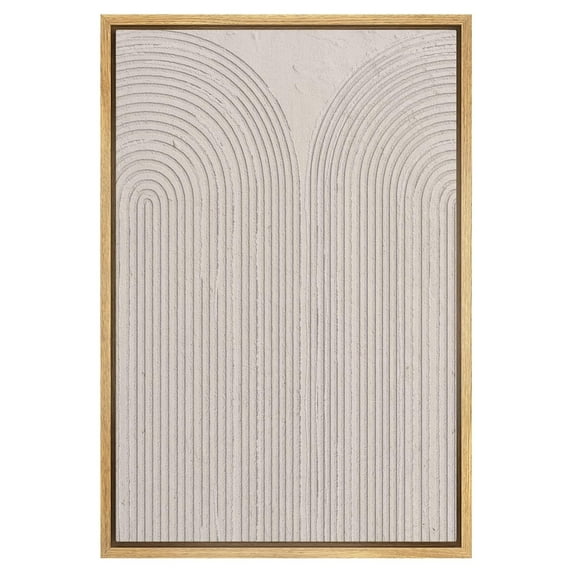 Framed Canvas Print Wall Art Pastel Tan Geometric Spiral Landscape Abstract Shapes Illustrations Modern Art Decorative Contemporary Colorful for Living Room, Bedroom, Office - 16"x24" Natural