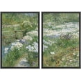 thumbnail image 1 of Framed Canvas Print Wall Art Set of 2 Serene Garden Flowers Botanical Vintage Art for Living Room, Bedroom, Office - 24"x36"x2 BLACK, 1 of 7