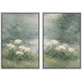 thumbnail image 1 of Framed Canvas Print Wall Art Set of 2 Tranquil Morning Garden Floral Botanical Vintage Art for Living Room, Bedroom, Office - 16"x24"x2 WHITE, 1 of 7