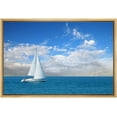thumbnail image 1 of Framed Canvas Prints Wall Art - Beautiful Seascape White Sail Boat on The Blue Calm Sea | Modern Wall Decor Decoration Stretched Gallery Canvas Wrap Giclee Print &amp; Ready to Hang - 16"x24&quo, 1 of 5