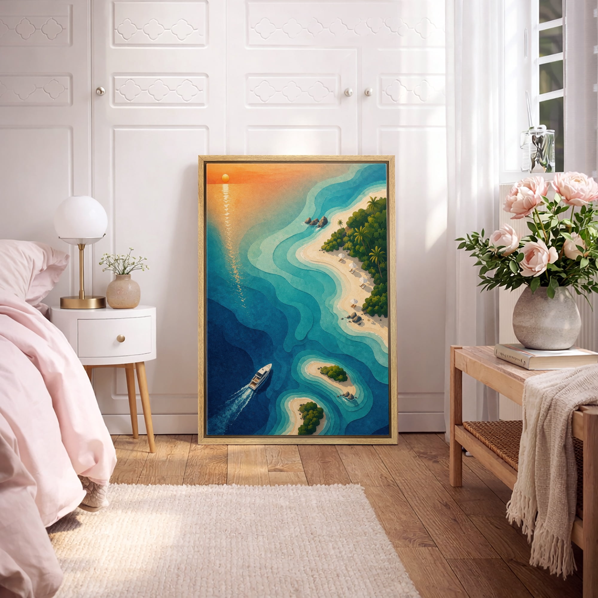 wall26 Canvas Print Wall Art Set Tropical Sunset on Beach Paradise