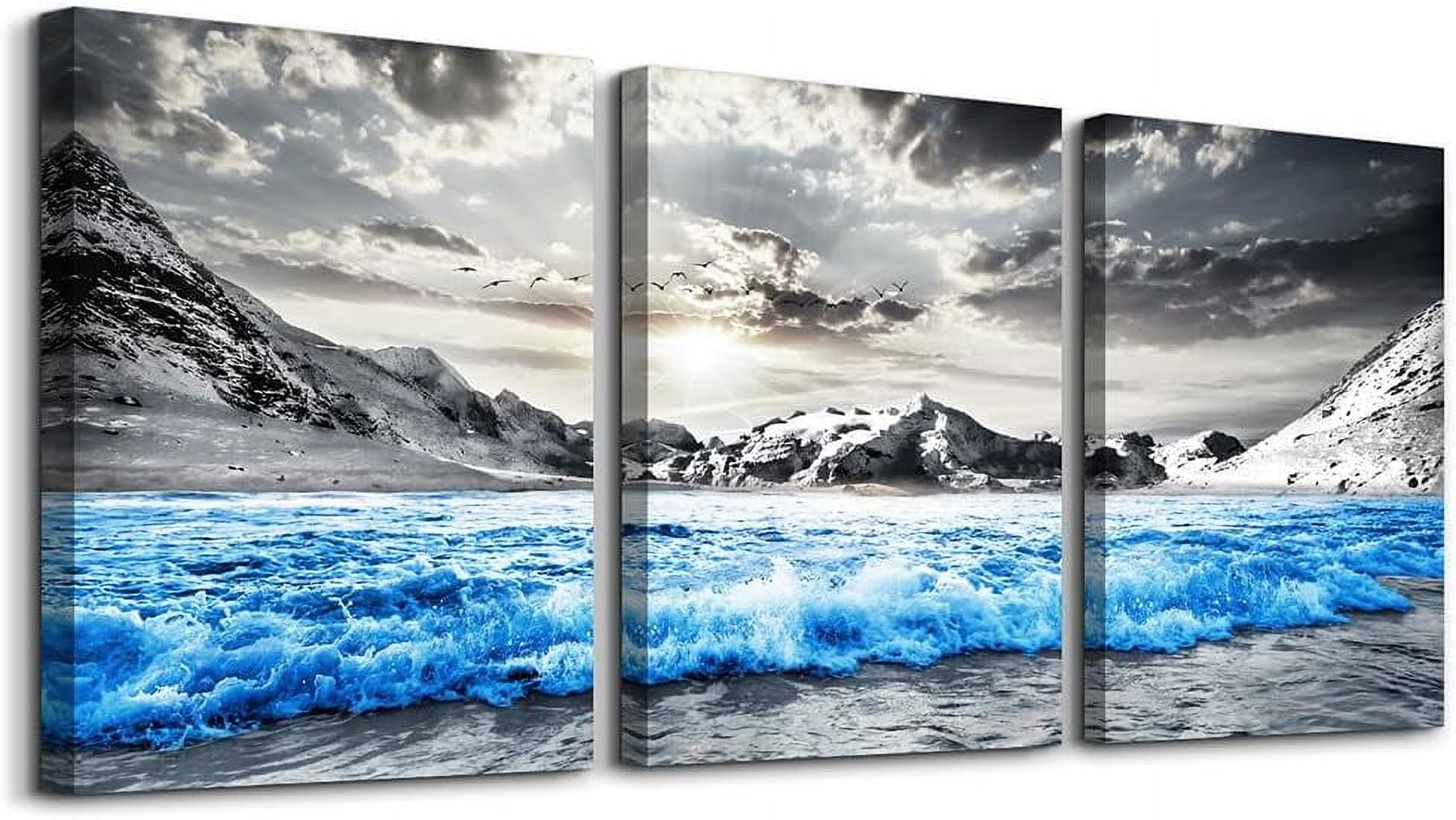 Blue Ocean Landscape 3-Piece Canvas Wall Art Set