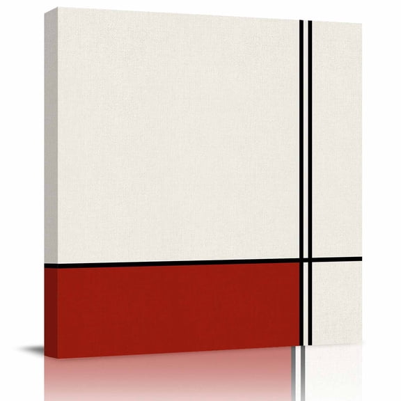 Framed Canvas Wall Art for Living Room Abstract Wall Decor, Modern Red Stripes Lines Aesthetic Paintings for Bedroom Office Kitchen Bathroom, Ready to Hang Artwork Wall Pictures 8x8 Inch