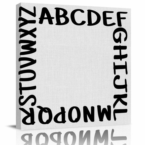Framed Canvas Wall Art for Living Room Alphabet Wall Decor, White Modern Minimalist Letter Aesthetic Paintings for Bedroom Office Kitchen Bathroom, Ready to Hang Artwork Wall Pictures 8x8 Inch