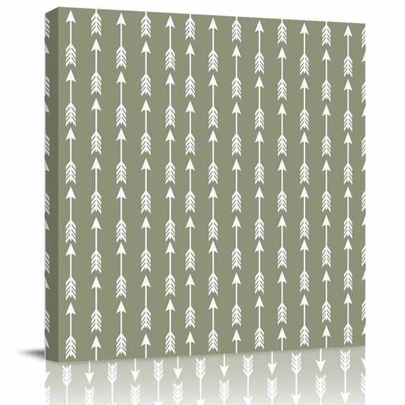Framed Canvas Wall Art for Living Room Arrows Shafts Fletching Wall Decor, Sage Green Bohemian Tribal Style Aesthetic Paintings for Bedroom Office Kitchen, Ready to Hang Wall Pictures 8x8 Inch