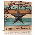 thumbnail image 1 of Framed Canvas Wall Art for Living Room Barn Star Berry Wall Decor, Retro Teal Green Wood Grain Aesthetic Paintings for Bedroom Office Kitchen Bathroom, Ready to Hang Artwork Wall Pictures 8x8 Inch, 1 of 9