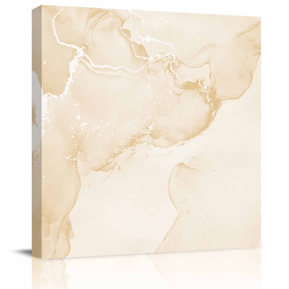Framed Canvas Wall Art for Living Room Beige Marble Wall Decor, Abstract Waves Cloud Aesthetic Paintings for Bedroom Office Kitchen Bathroom, Ready to Hang Artwork Wall Pictures 8x8 Inch
