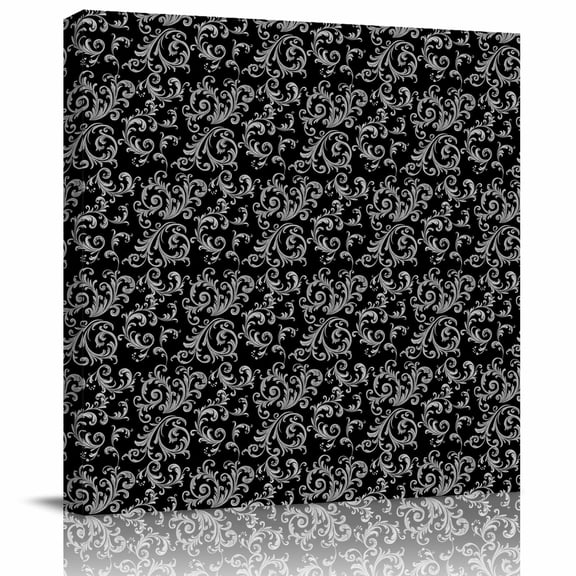 Framed Canvas Wall Art for Living Room Black Christmas Pattern Wall Decor, Retro Abstract Art Aesthetic Paintings for Bedroom Office Kitchen Bathroom, Ready to Hang Artwork Wall Pictures 8x8 Inch
