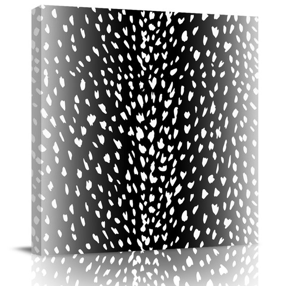 Framed Canvas Wall Art for Living Room Black Dots Texture Wall Decor, Modern Ombre Fawn Pattern Aesthetic Paintings for Bedroom Office Kitchen Bathroom, Ready to Hang Artwork Wall Pictures 8x8 Inch