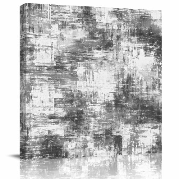Framed Canvas Wall Art for Living Room Black Graffiti Art Wall Decor, Abstract Texture Aesthetic Paintings for Bedroom Office Kitchen Bathroom, Ready to Hang Artwork Wall Pictures 8x8 Inch