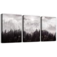 thumbnail image 1 of Framed Canvas Wall Art For Living Room Boho Wall Decor For Bedroom Foggy Forest Trees Wall Paintings Scenery Wall Pictures Artwork Farmhouse Office Wall Decorations Room Home Decoration 3 Pieces, 1 of 6