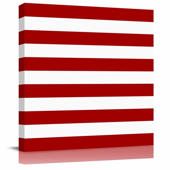 Framed Canvas Wall Art for Living Room Classical Stripe Wall Decor, Red Aesthetic Paintings for Bedroom Office Kitchen Bathroom, Ready to Hang Artwork Wall Pictures 8x8 Inch