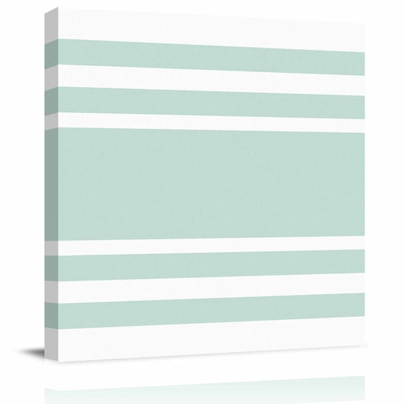Framed Canvas Wall Art for Living Room Geometric Pattern Wall Decor, Green Stripe Aesthetic Paintings for Bedroom Office Kitchen Bathroom, Ready to Hang Artwork Wall Pictures 8x8 Inch