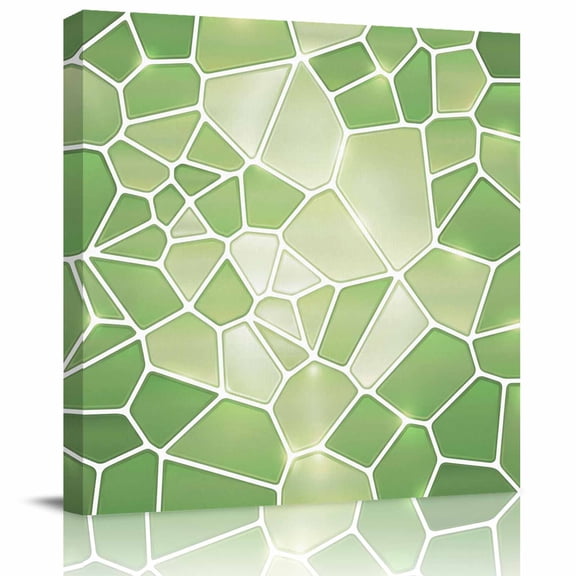 Framed Canvas Wall Art for Living Room Greenceramic Tiles Wall Decor, Abstract Art Puzzles Structure Aesthetic Paintings for Bedroom Office Kitchen, Ready to Hang Artwork Wall Pictures 8x8 Inch