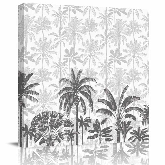 Framed Canvas Wall Art for Living Room Grey Tortoise Palm Tree Wall Decor, Tropical Plants Aesthetic Paintings for Bedroom Office Kitchen Bathroom, Ready to Hang Artwork Wall Pictures 8x8 Inch