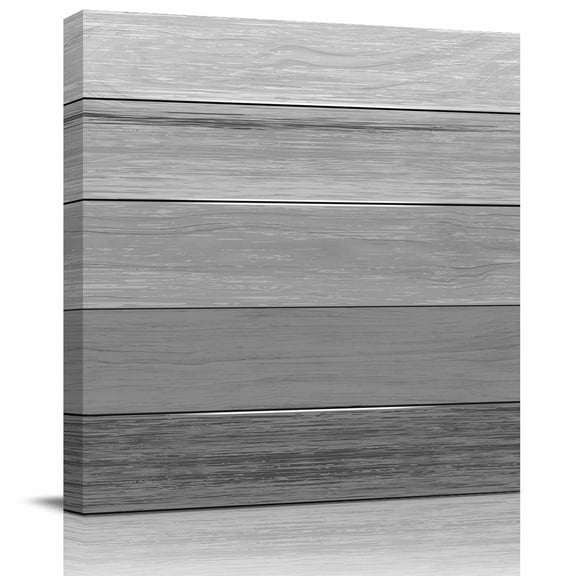 Framed Canvas Wall Art for Living Room Grey Wood Grain Wall Decor, Ombre Wooden Stripe Aesthetic Paintings for Bedroom Office Kitchen Bathroom, Ready to Hang Artwork Wall Pictures 8x8 Inch