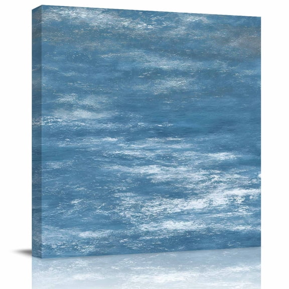 Framed Canvas Wall Art for Living Room Lake Blue Wall Decor, Ombre Abstract Texture Aesthetic Paintings for Bedroom Office Kitchen Bathroom, Ready to Hang Artwork Wall Pictures 8x8 Inch