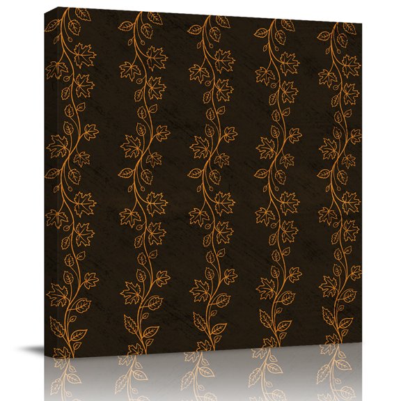 Framed Canvas Wall Art for Living Room Leafy Vines Wall Decor, Brown Floral Sprays Branches Aesthetic Paintings for Bedroom Office Kitchen Bathroom, Ready to Hang Artwork Wall Pictures 8x8 Inch