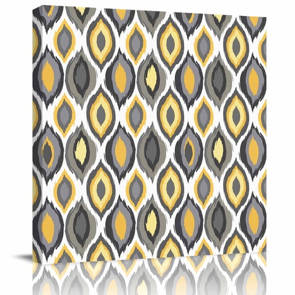 Framed Canvas Wall Art for Living Room Modern Diamond Pattern Wall Decor, Yellow Geometric Lines Aesthetic Paintings for Bedroom Office Kitchen Bathroom, Ready to Hang Artwork Wall Pictures 8x8 Inch