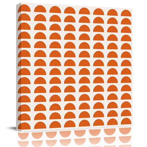 Framed Canvas Wall Art for Living Room Orange Arcs Wall Decor, Bohemian Semicircles Modern Art Aesthetic Paintings for Bedroom Office Kitchen Bathroom, Ready to Hang Artwork Wall Pictures 8x8 Inch